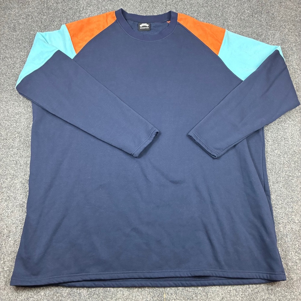 Winston Mens 4XLT Colorblock Sweatshirt Navy Blue Orange Blue Crewneck Pullover